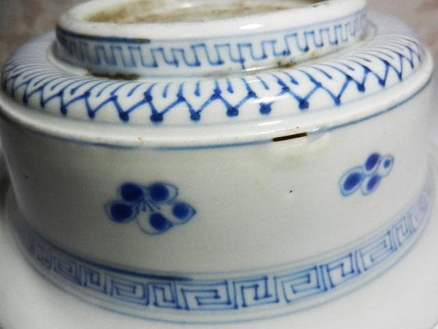 古伊万里染付山水図大鉢 裏印「乾」（概数 D22cm、H8cm