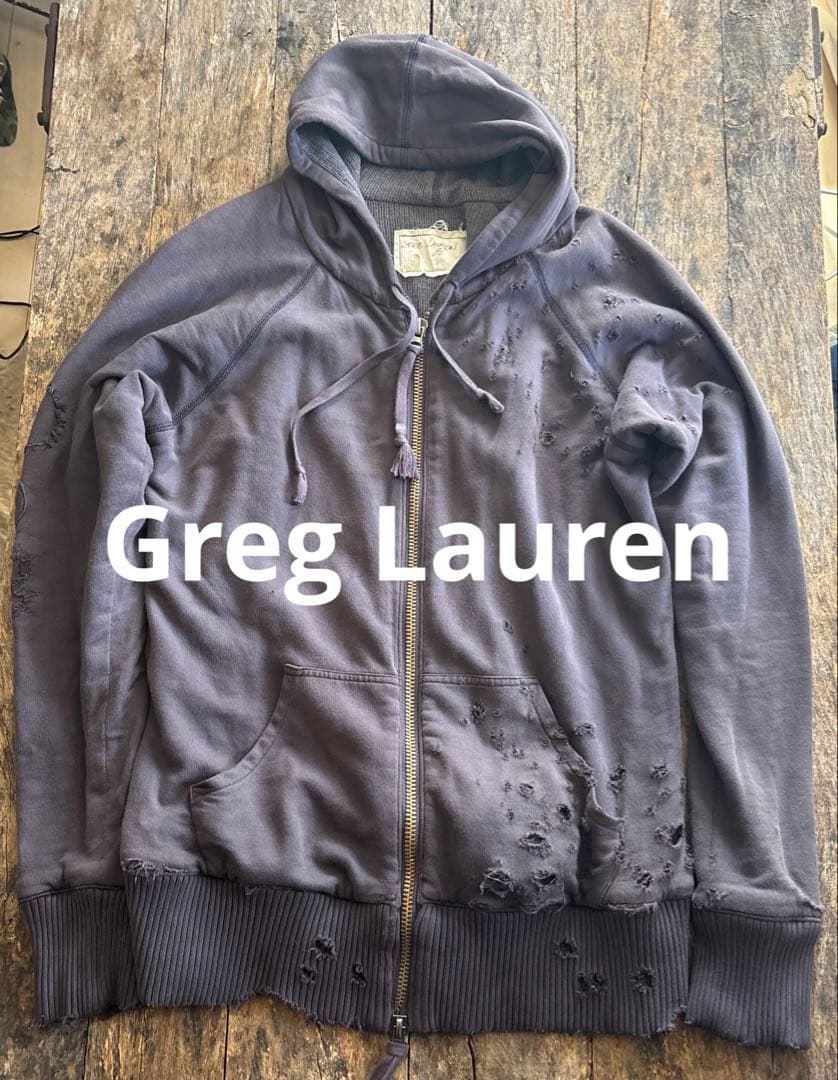グレッグローレン スウェット　ダメージ加工パーカー 襤褸　ビンテージ　グレー グレッグローレン スウェット ダメージ加工パーカー 襤褸 ビンテージ