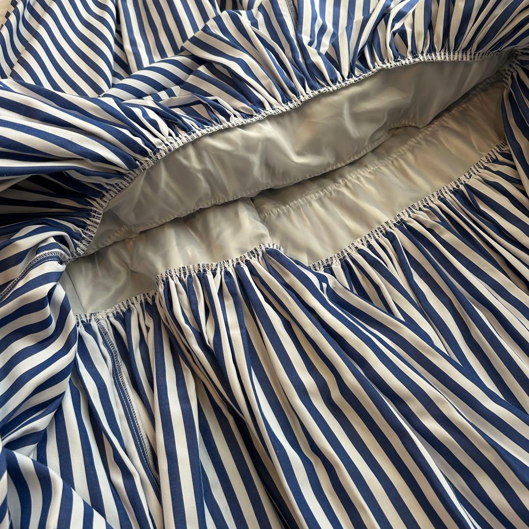 25SS PERNA ストライプティアードスカート フリーサイズ ロング ブルー