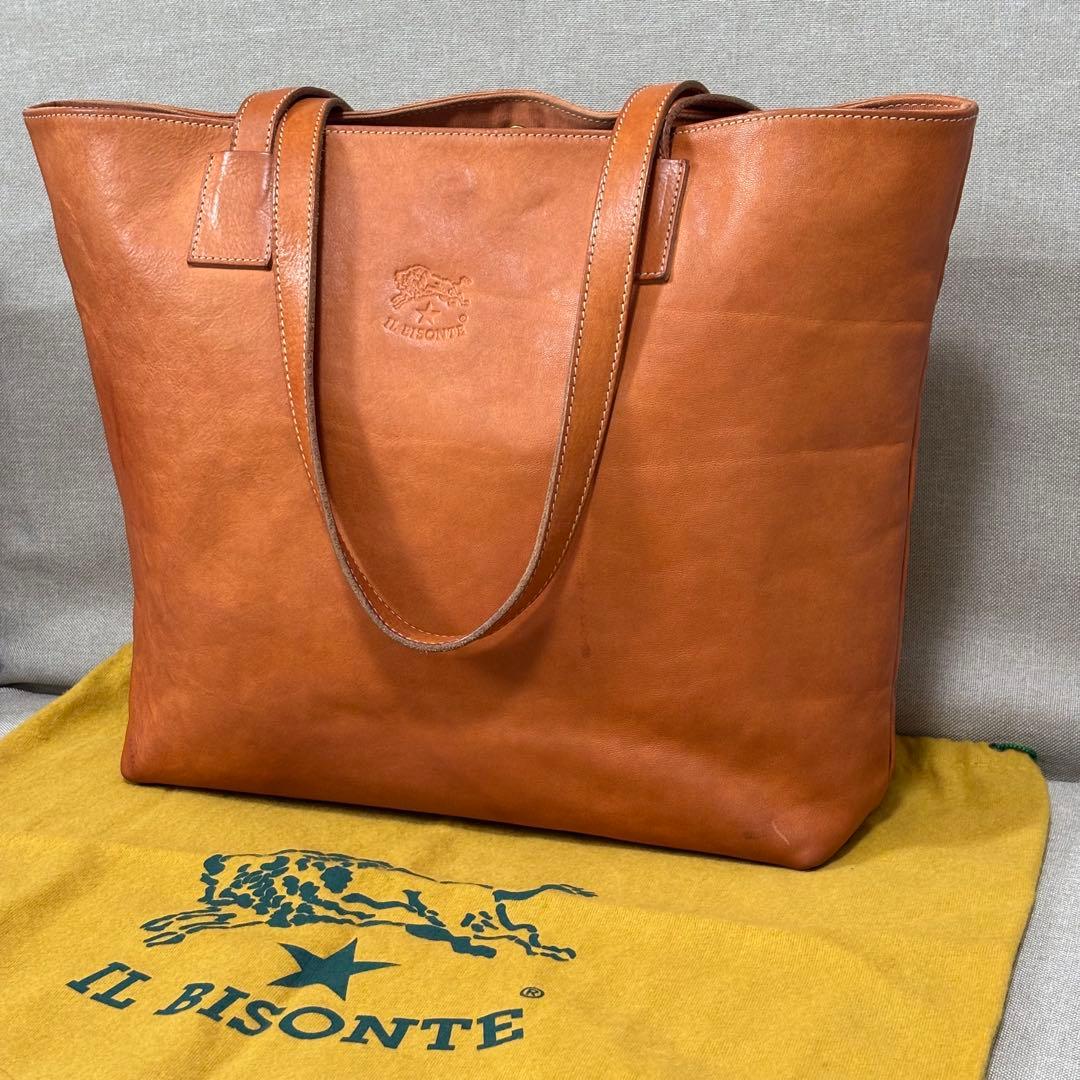ヌメ革トートバッグ★イルビゾンテ イルビゾンテ マチなしレザートートバッグ IL BISONTE | 京都通販