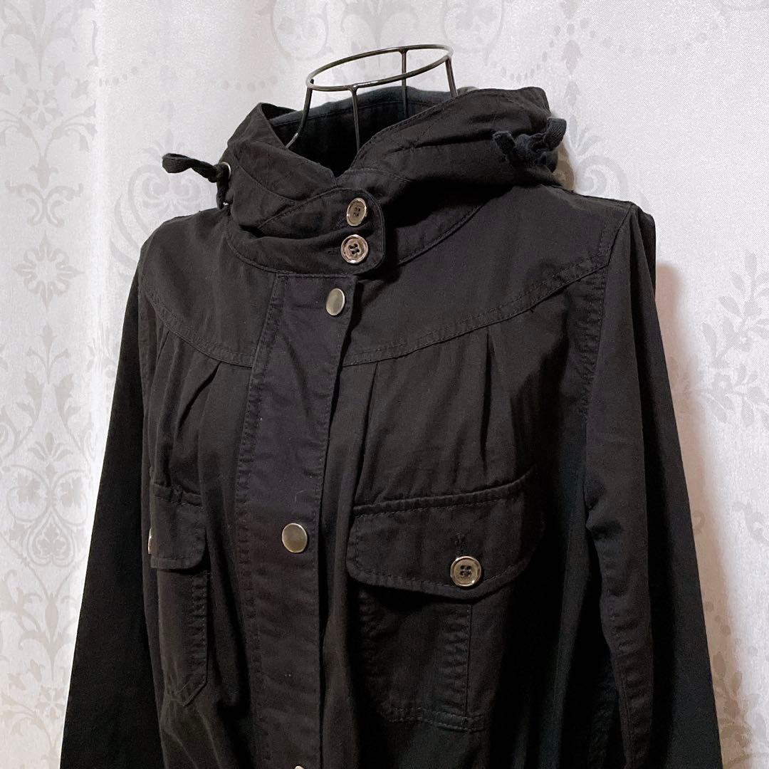 薄手 ミリタリーコート 黒 平成ギャルy2k ダークコア グランジ d.i.a系