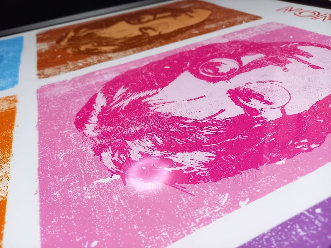 ジョン レノン マルチカラー ポップアート ポスター ブラック ウッド