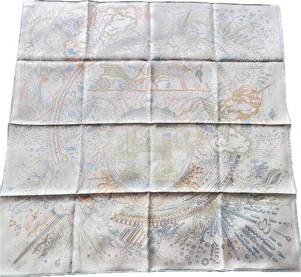 【新品未使用】エルメス Hカレ 90 《プリーズ・ホールド・ザ・ライン》シルク