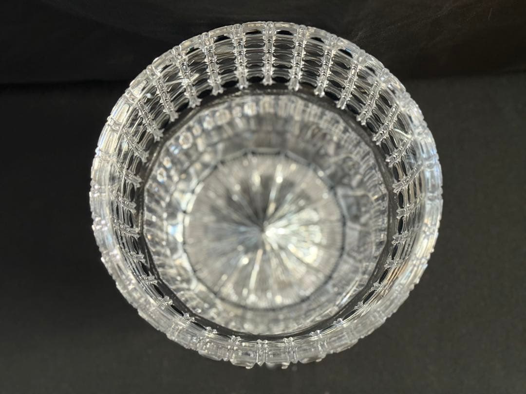 根岸幸雄作　色被ガラス切子　篭目紋　水指　共箱　茶道具　送料込み250927