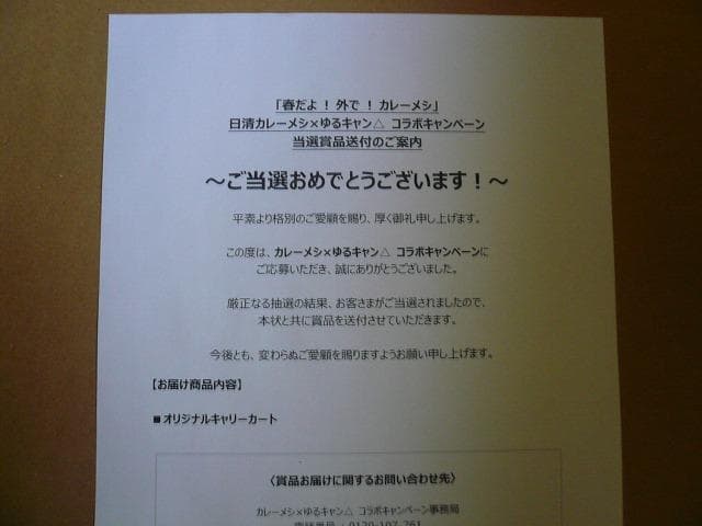 新品非売品　日清　ゆるキャン△コラボ　オリジナルキャリーカート懸賞品キャンプ用品