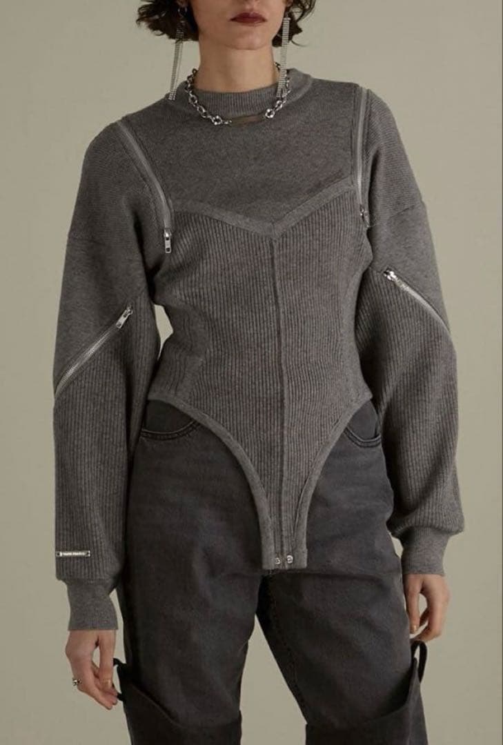 PRANK PROJECT 】トロンプルイユジップニットボディスーツ - メルカリ