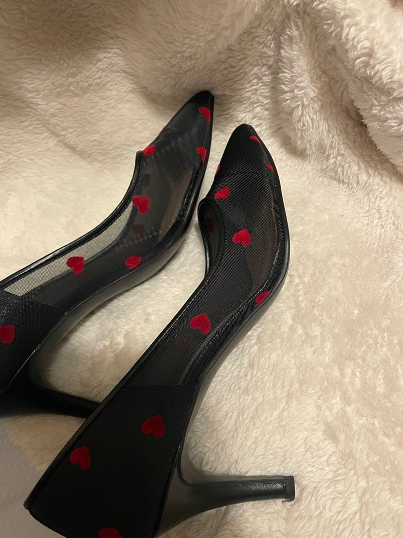 【極美品✨】ダイアナ　クロアカハートフロッキー　パンプス　ハイヒール 黒