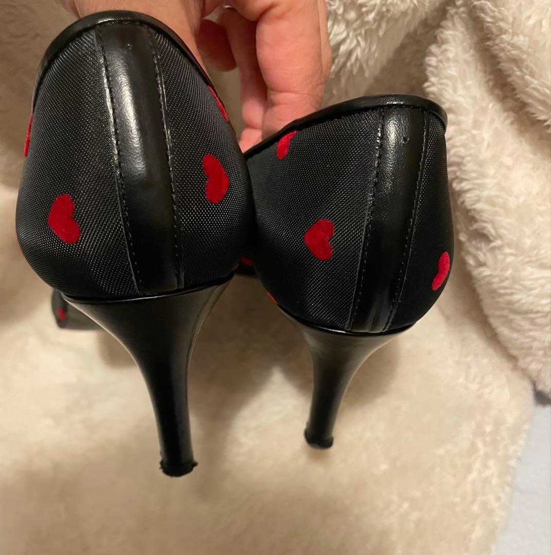 【極美品✨】ダイアナ　クロアカハートフロッキー　パンプス　ハイヒール 黒