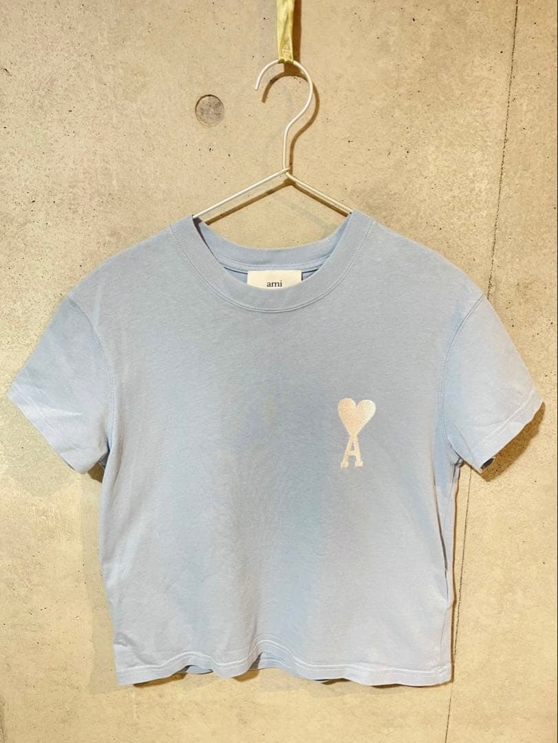 ami Paris ライトブルー Tシャツ ハートプリント - メルカリ
