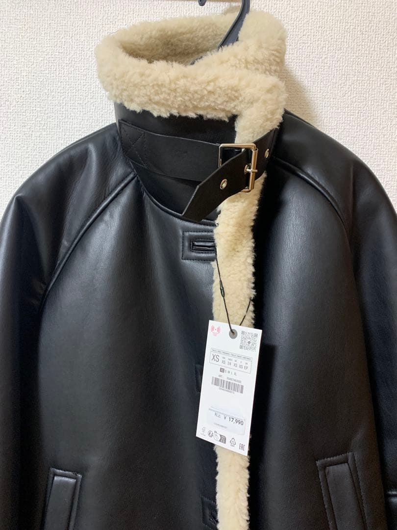 ZARA フェイクレザーボアジャケット XS 新品未使用タグ付き - メルカリ