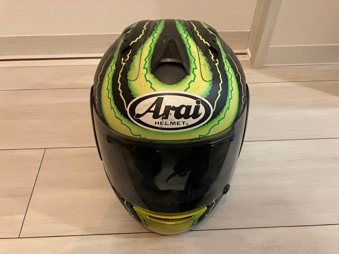 Arai フルフェイスヘルメット ブラック/グリーン アライヘルメットのラパイドIRクロノスに、カワサキを意識したグリーン