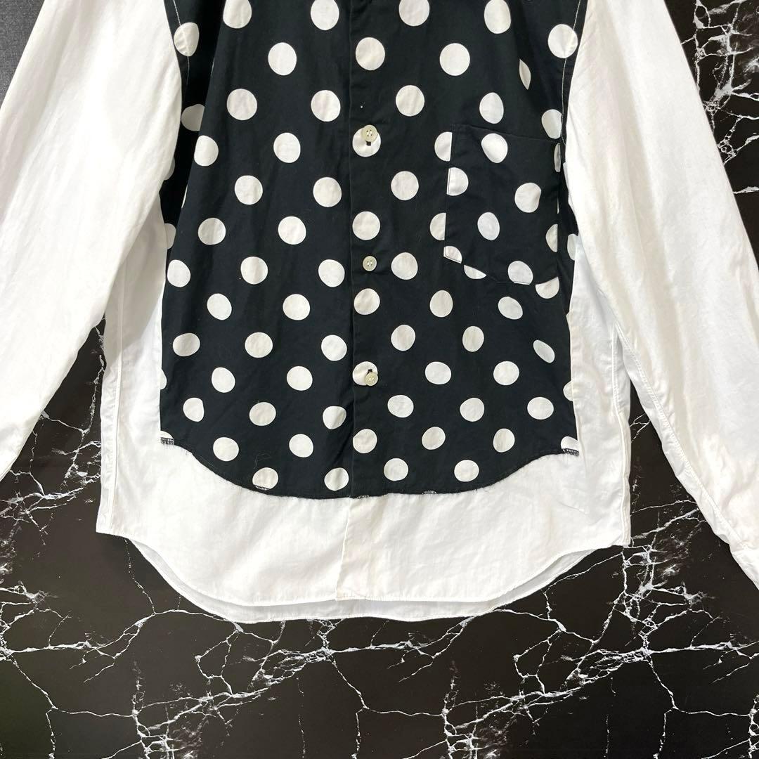 ブラックコムデギャルソン・長袖シャツ・ブラウス・切り替え・ドット柄