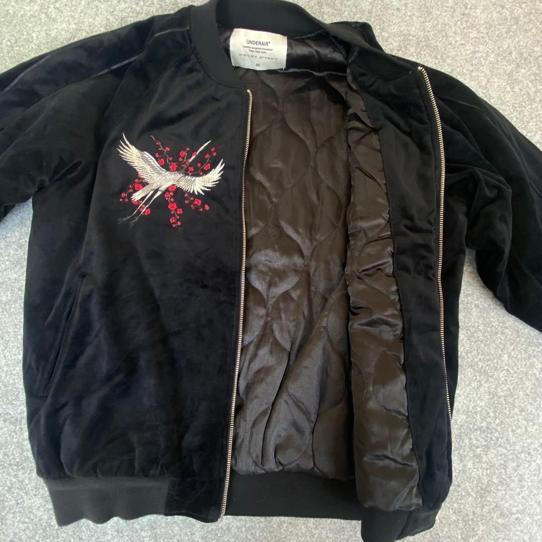 UNDERAIR アンダーエアー スカジャン XL 刺繍ロゴ ベロア Y2K - メルカリ