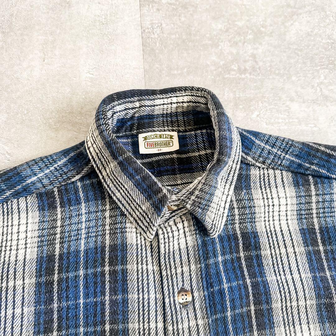 90s FIVE BROTHER USA製 チェック柄 ヘビーネル ネルシャツ - メルカリ