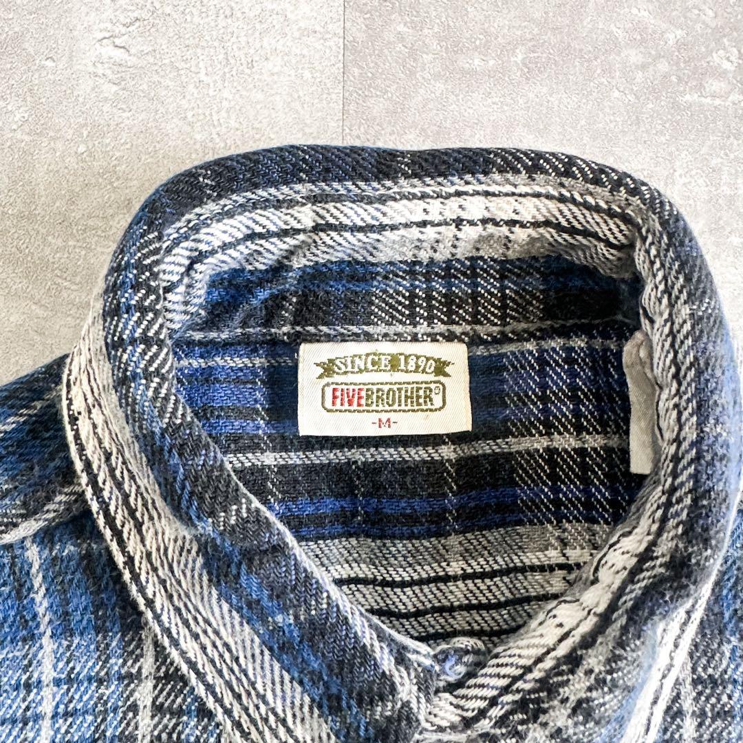 90s FIVE BROTHER USA製 チェック柄 ヘビーネル ネルシャツ - メルカリ