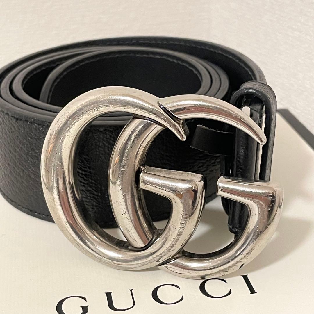 お値下げ】GUCCI ダブルG バックル レザーベルト ブラック ユニ