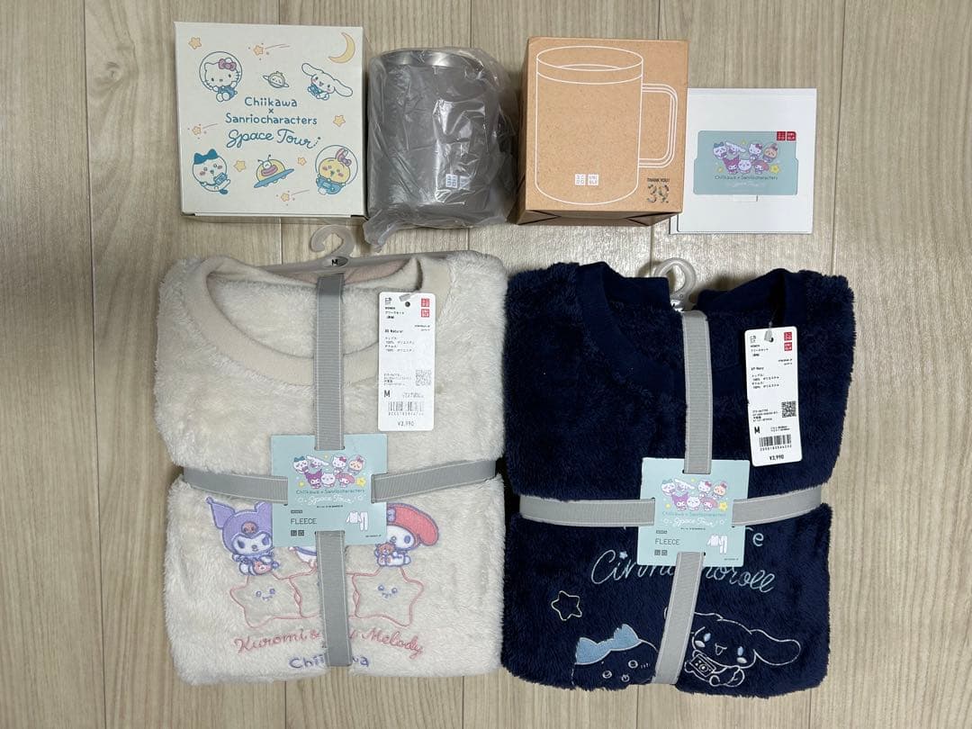 ちいかわサンリオコラボフリース2点セット ユニクロ、ちいかわ×サンリオキャラクターズのフリースセット。2点購入