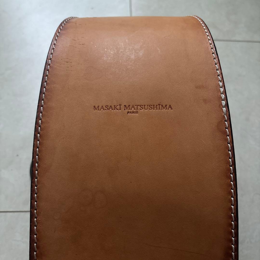 希少廃盤 マサキマツシマ ハンドバッグ カーフレザー 黒 変形 ロゴ金具