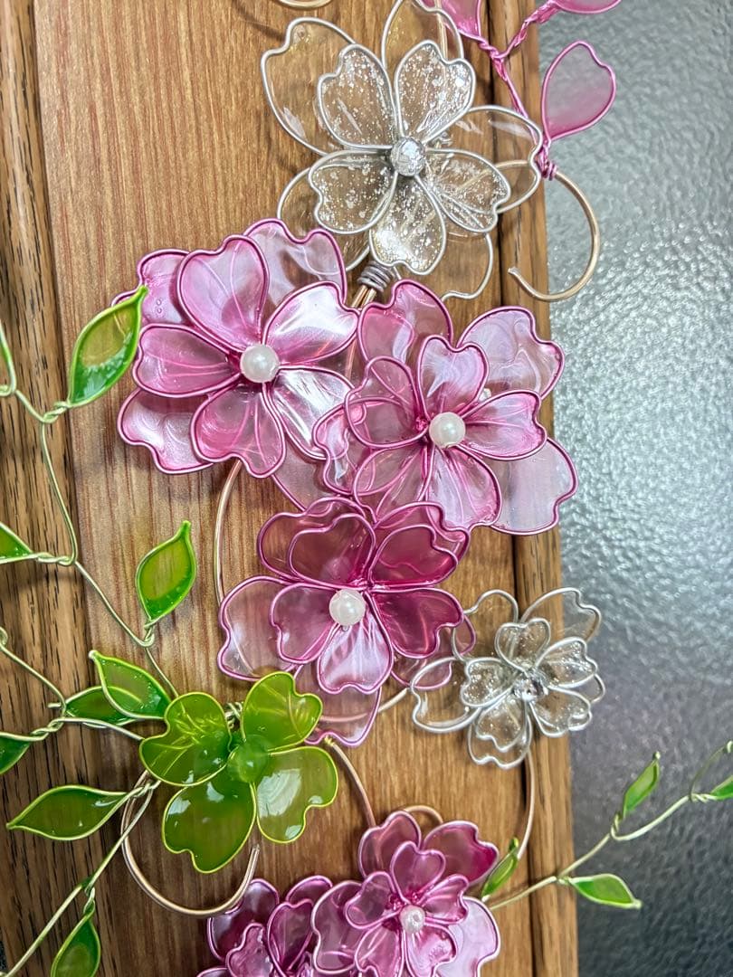 ワイヤークラフト。ディップアート。 縦型。横型2WAY桜リース❁⃘*.゜