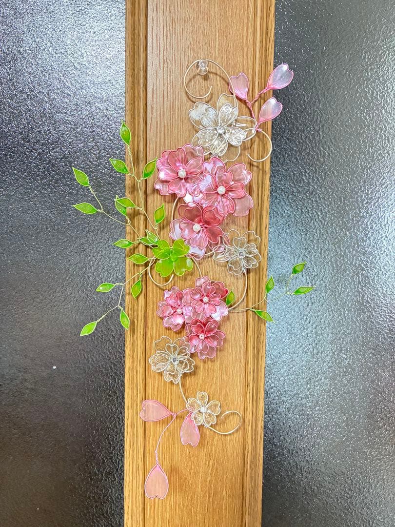 ワイヤークラフト。ディップアート。 縦型。横型2WAY桜リース❁⃘*.゜