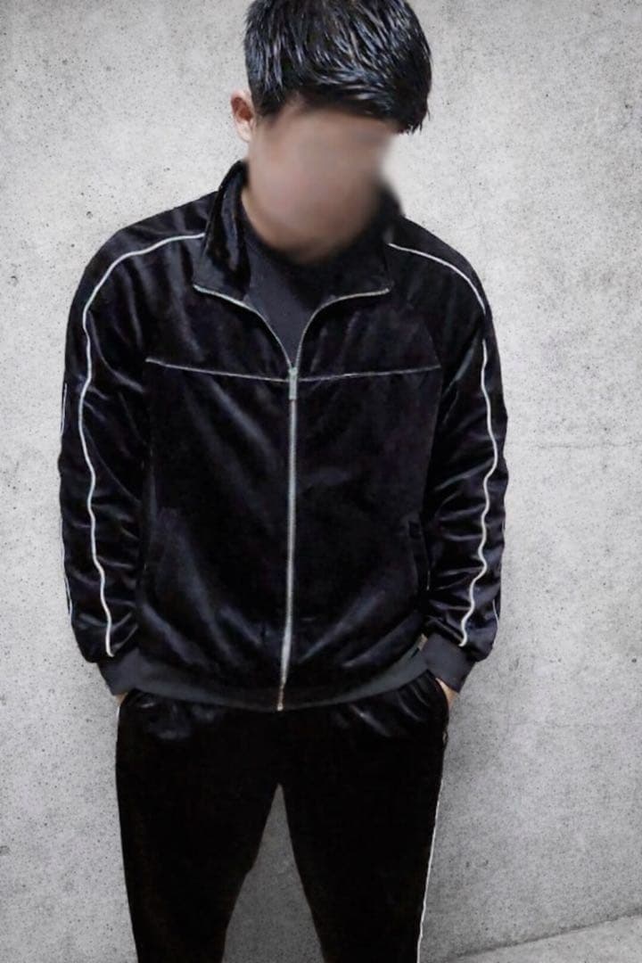 ベロアセットアップ　上下セット　ライン入り lilful ジャージ サイドライン ベロアジャージセットアップ レディース