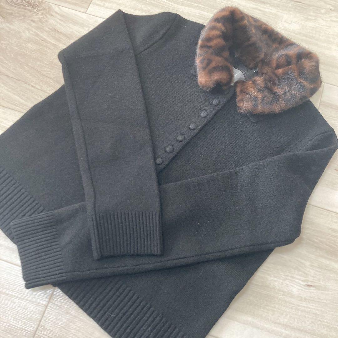 ZARA フェイクファー襟ニットジャケット Sサイズ - メルカリ