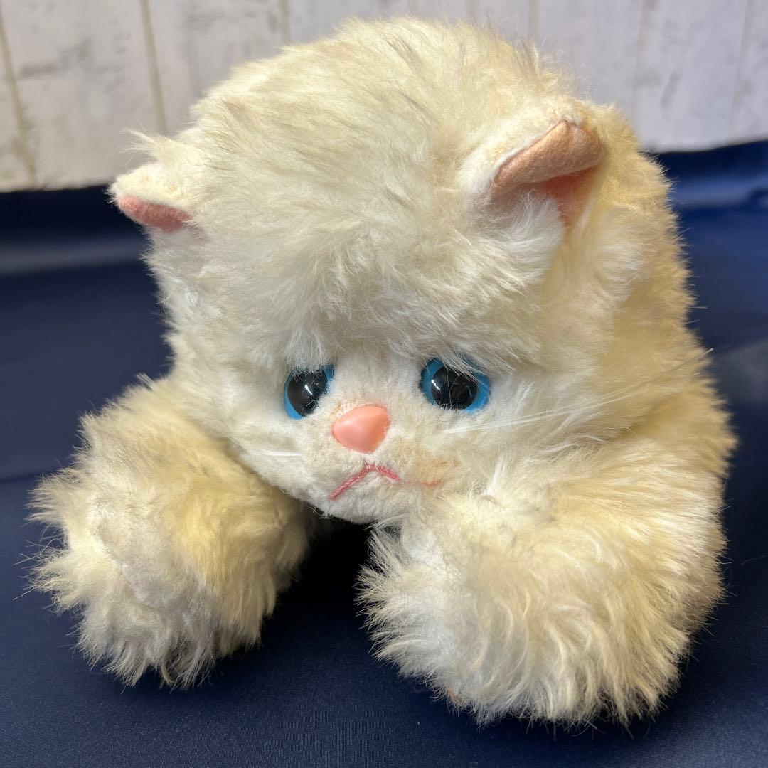 昭和レトロ 希少 ペルシャ猫 白猫 ピンク リボン ぬいぐるみ 人形