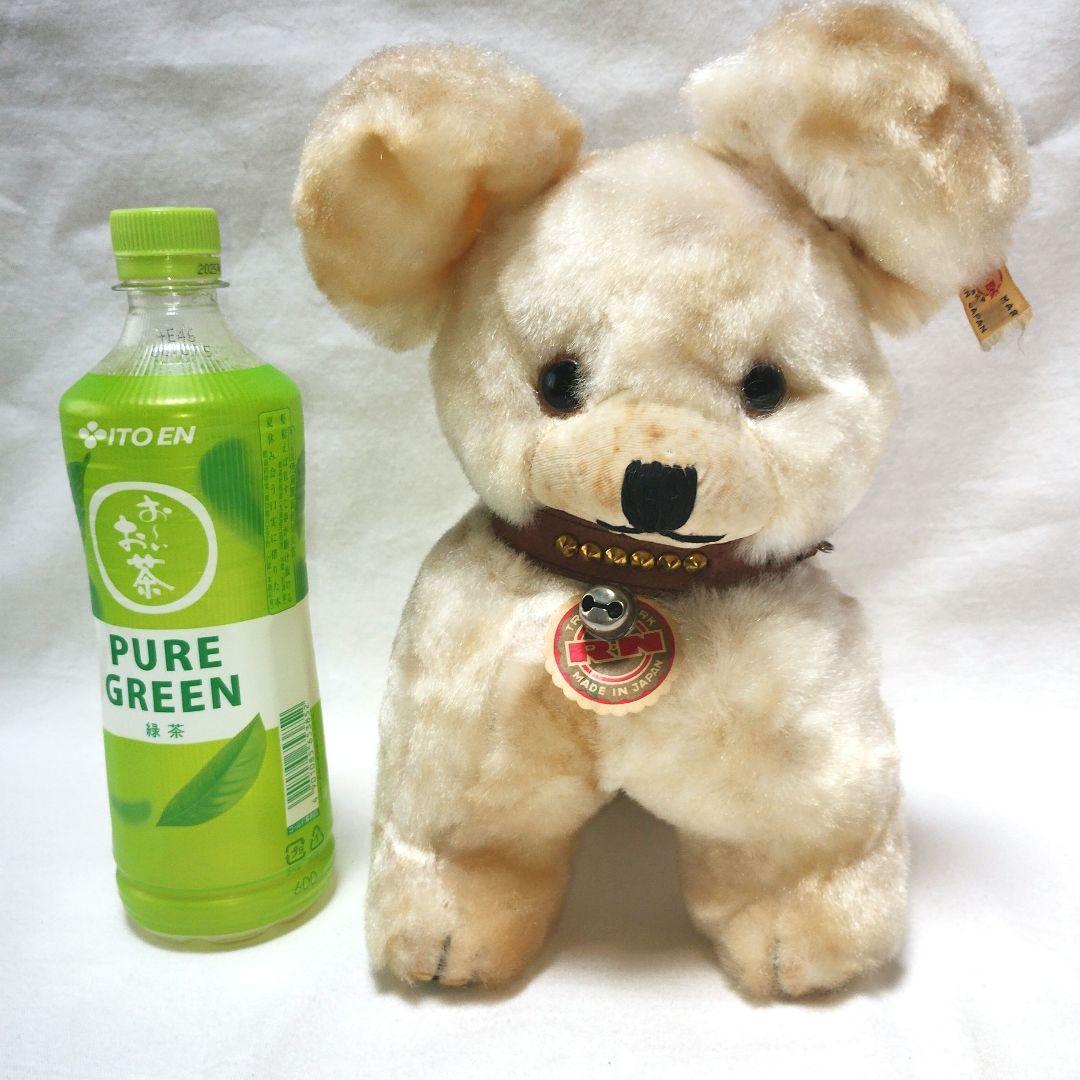 【昭和レトロ】紙タグ付 白い小犬のぬいぐるみ アンティーク　日本製