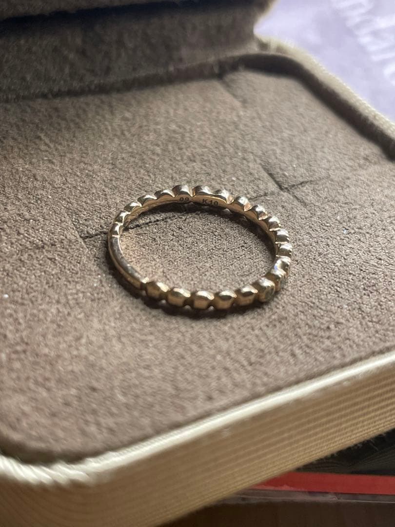 agete K10 0.09ct フリルリング 8号