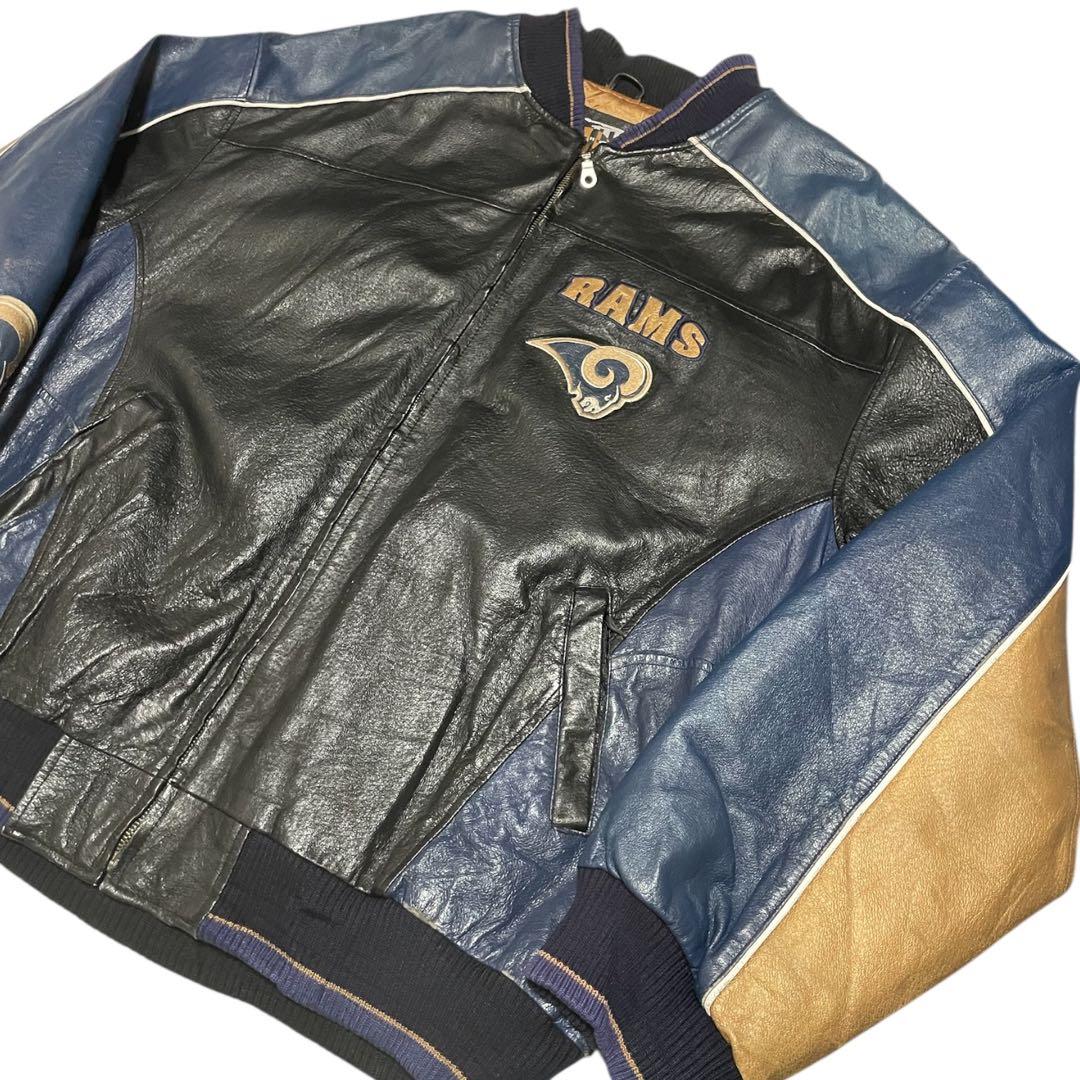 希少 90s NFL ラムズ ST.LOUIS RAMS レザースタジャン XL - メルカリ