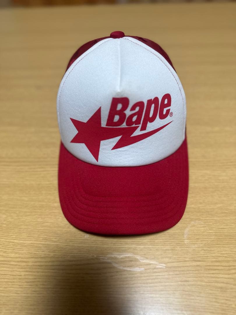 Bape 星柄メッシュキャップ 赤/白 A bathing ape メッシュキャップ