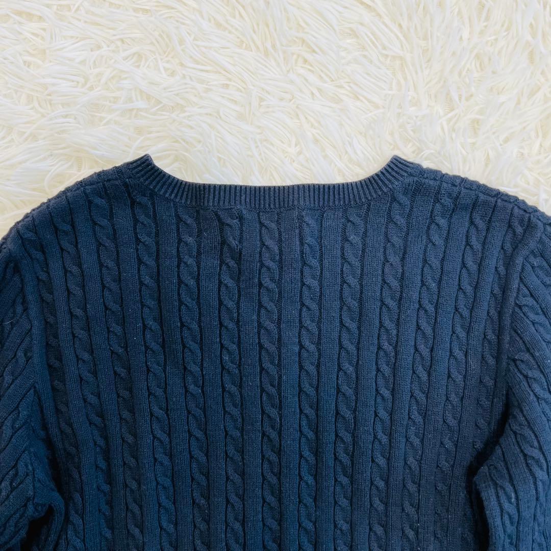 現行 美品 ポロラルフローレン ケーブルニットカーディガン ネイビー