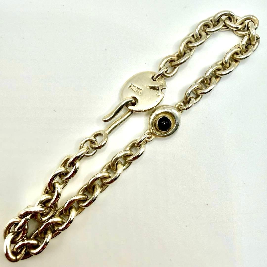 美品　MOTO チェーンブレスレット HIDEO MOTOIKE K18メタル付ウエダハンドメイドチェーンブレスレット