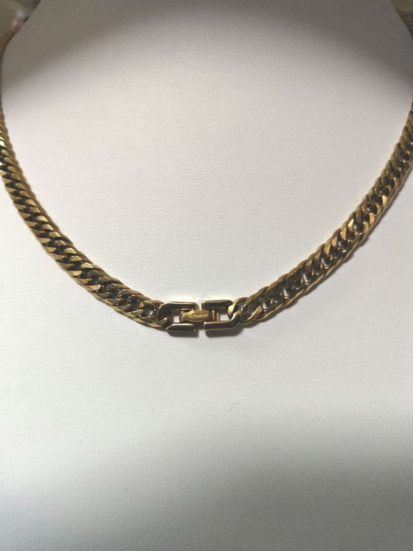 ゴールドチタンネックレス 即納可） チタンネックレス 喜平60cm 3.3mm (ゴールド イオン プレー