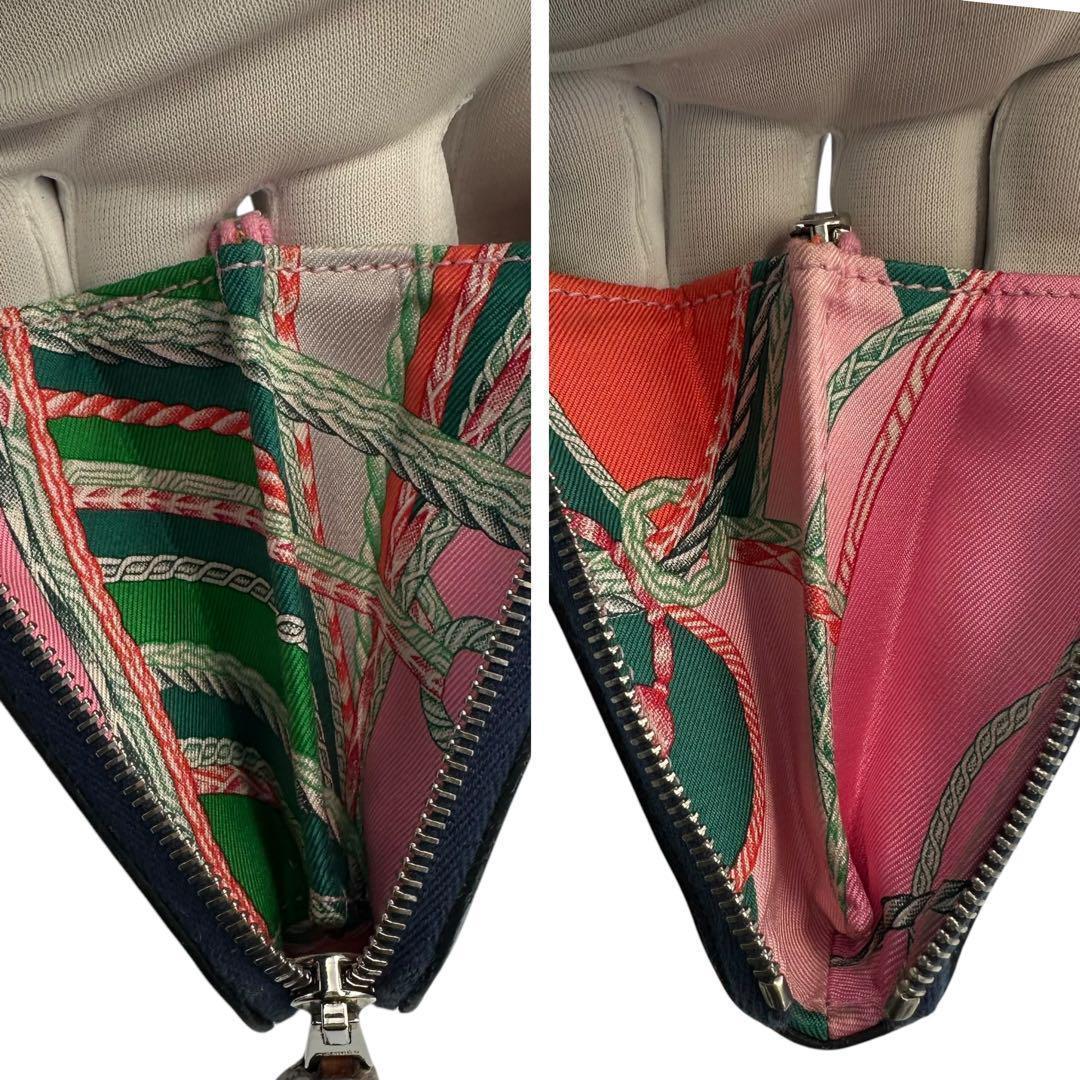 極美品】エルメス アザップシルクイン ネイビー系 ラウンドファスナー