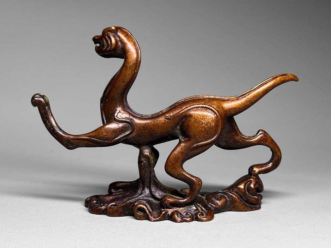 古美術 文鎮 置物 龍 細工 金属工芸 古銅 骨董品 飾り物 開運風水