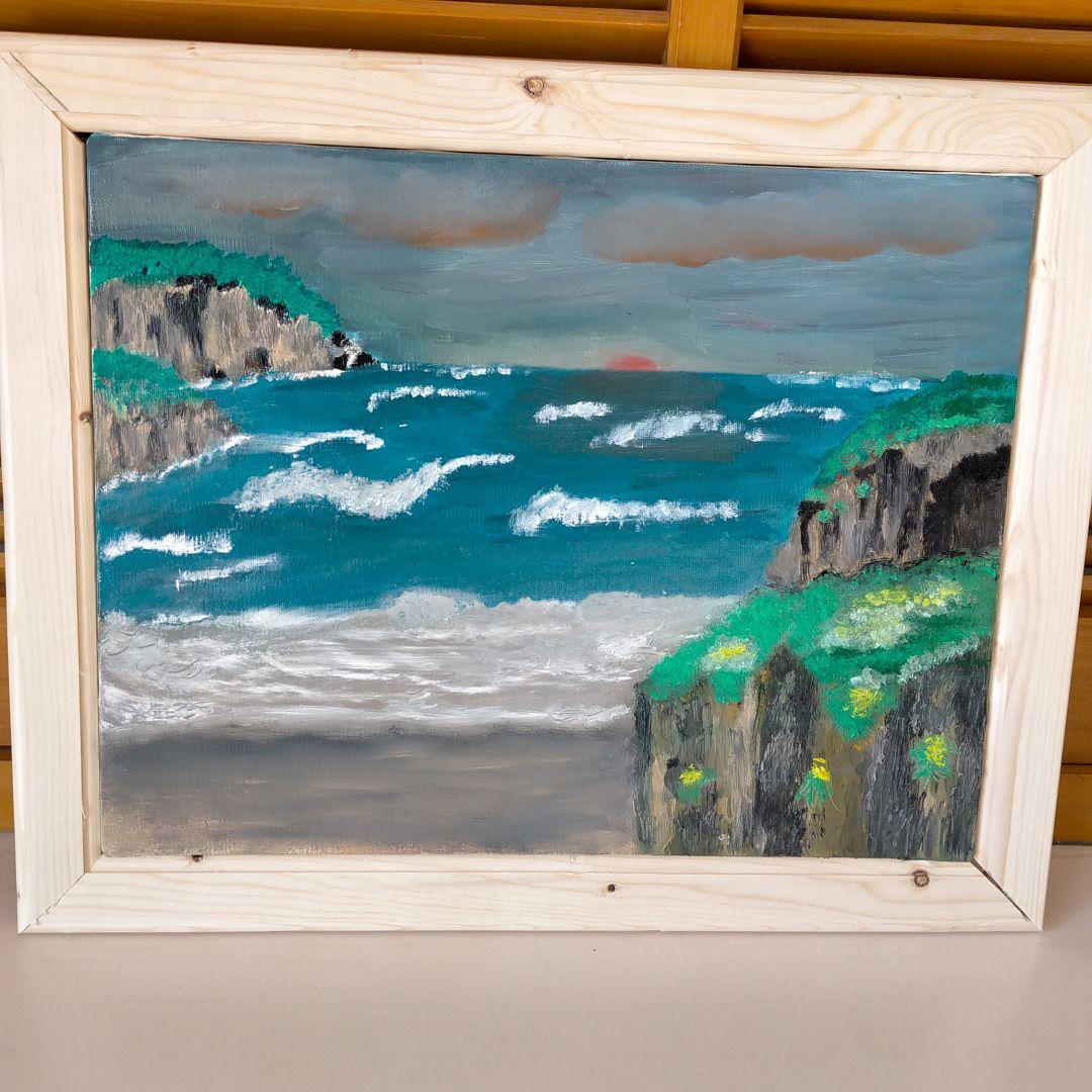 油絵　ふるさとの海 絵画 油絵 青い海のエーゲ海 ミコノス島 （滝川英彦） 【海・山