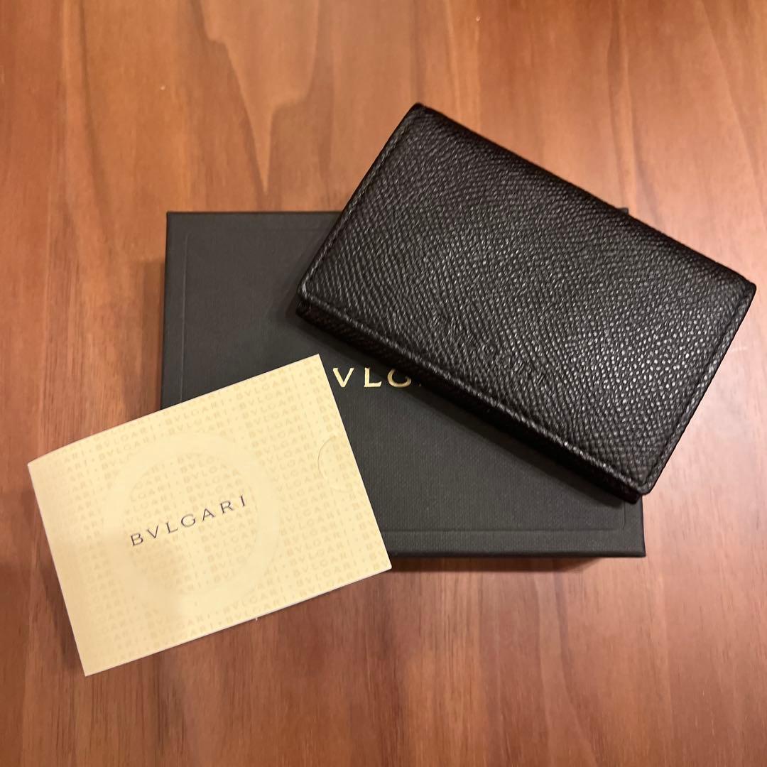 BVLGARI ブラックレザー カードケース付きコインケース 20293 - メルカリ