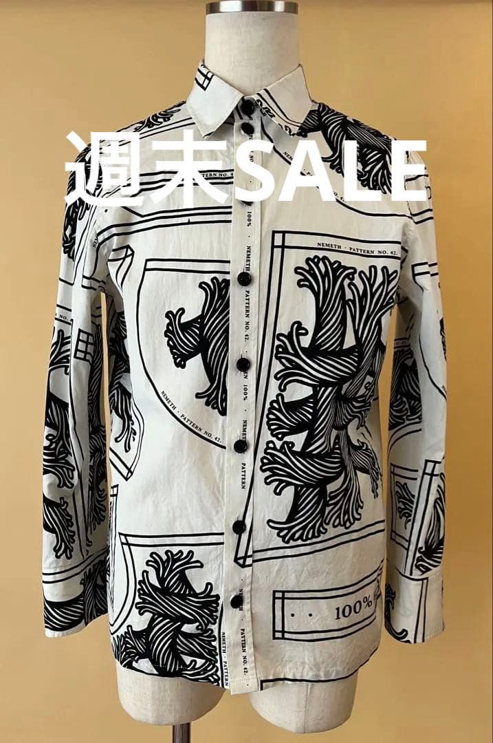 美品:サイズL: Christopher Nemeth ネメス :ロープ柄シャツ 極上】美品/クリストファーネメスCHRISTOPHER NEMETH/ネメス/Print Mix