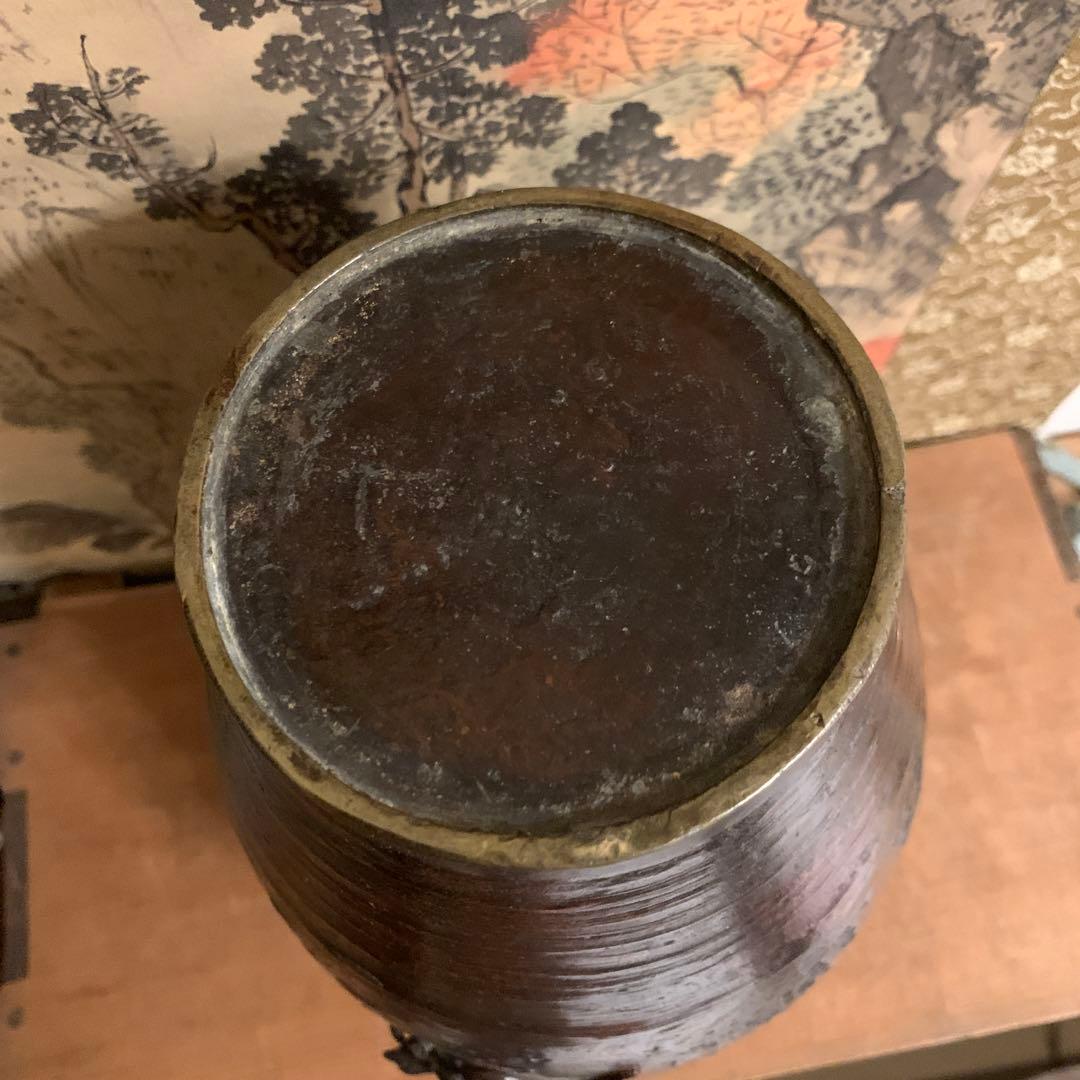 佐渡名工 光斎造 螭龍 銅置物 古美術 アンティーク 246