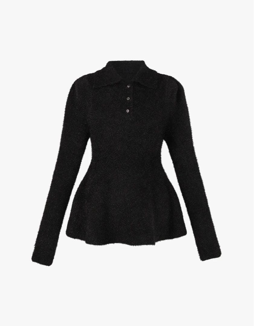 GIRLISH St.cecilia ブーケニット ブラック ホワイト ボーダー