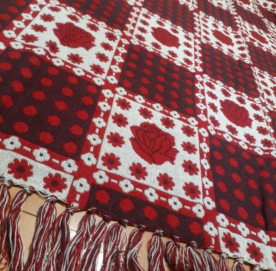 レア 昭和レトロ ミッドセンチュリー こたつ掛け 薔薇&水玉&花柄