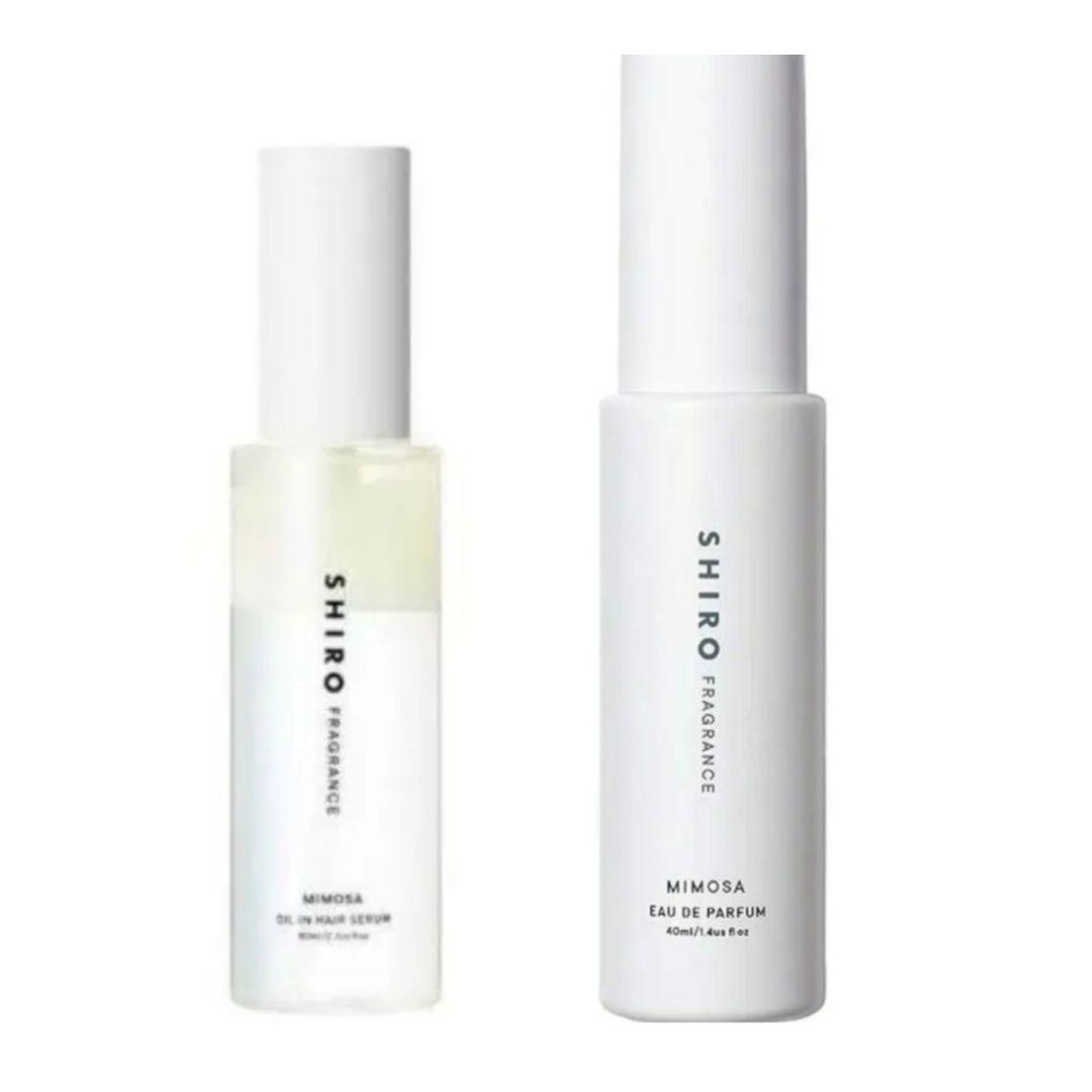 新品未使用SHIRO ミモザ オードパルファン オイルインヘアセラム2本セット 春の訪れを知らせる『ミモザ』をイメージした香りから、 シリーズ初