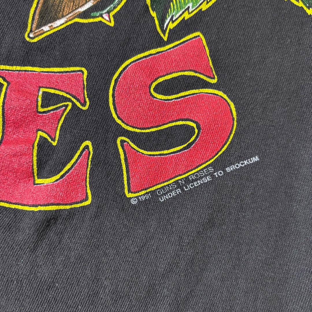 本物 90’s Guns N' Roses 拳銃×トランプ×薔薇 Tシャツ