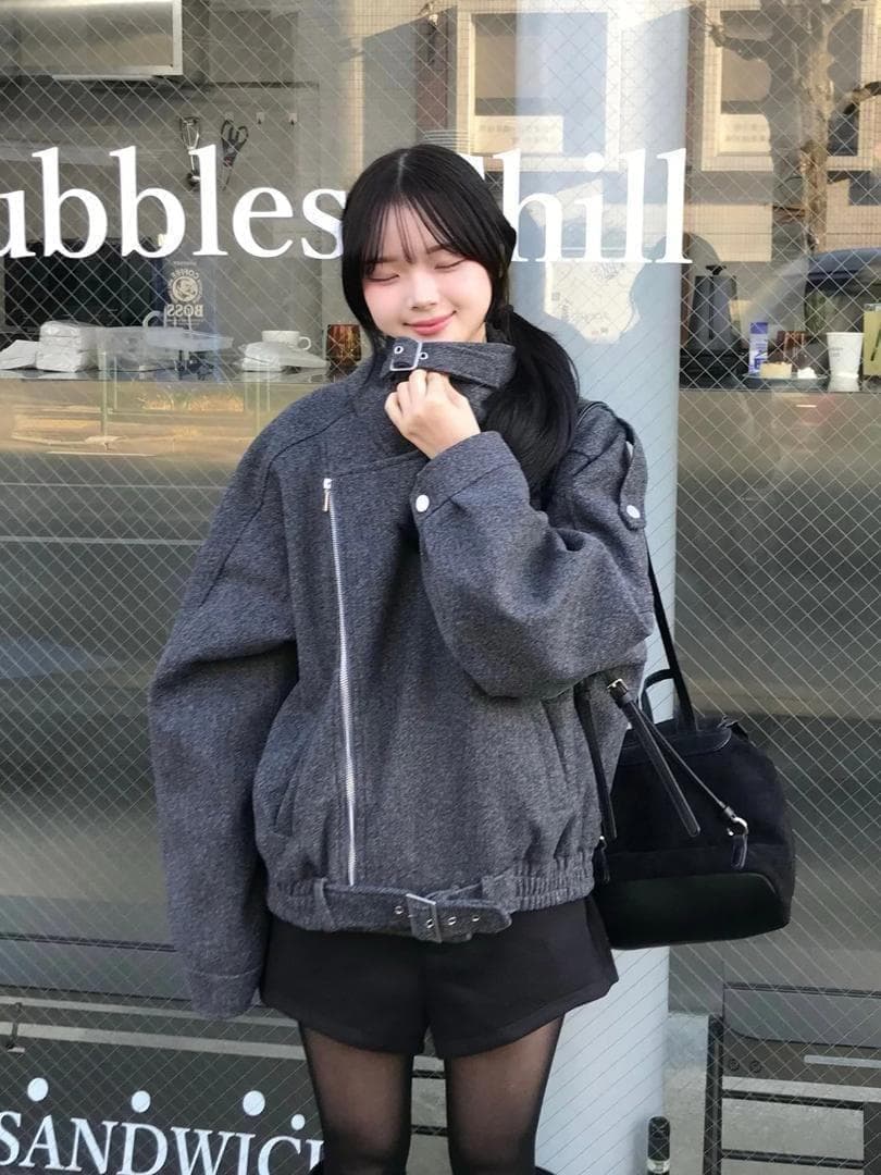 emmy オーバーサイズライダースコート EMMY | 販売当日から大人気のアウター🩶 なくなる前にゲットして