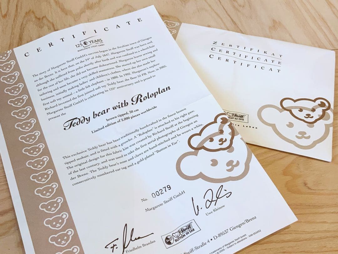 Steiff シュタイフ 限定2000体 テディベア Roloplan 美品