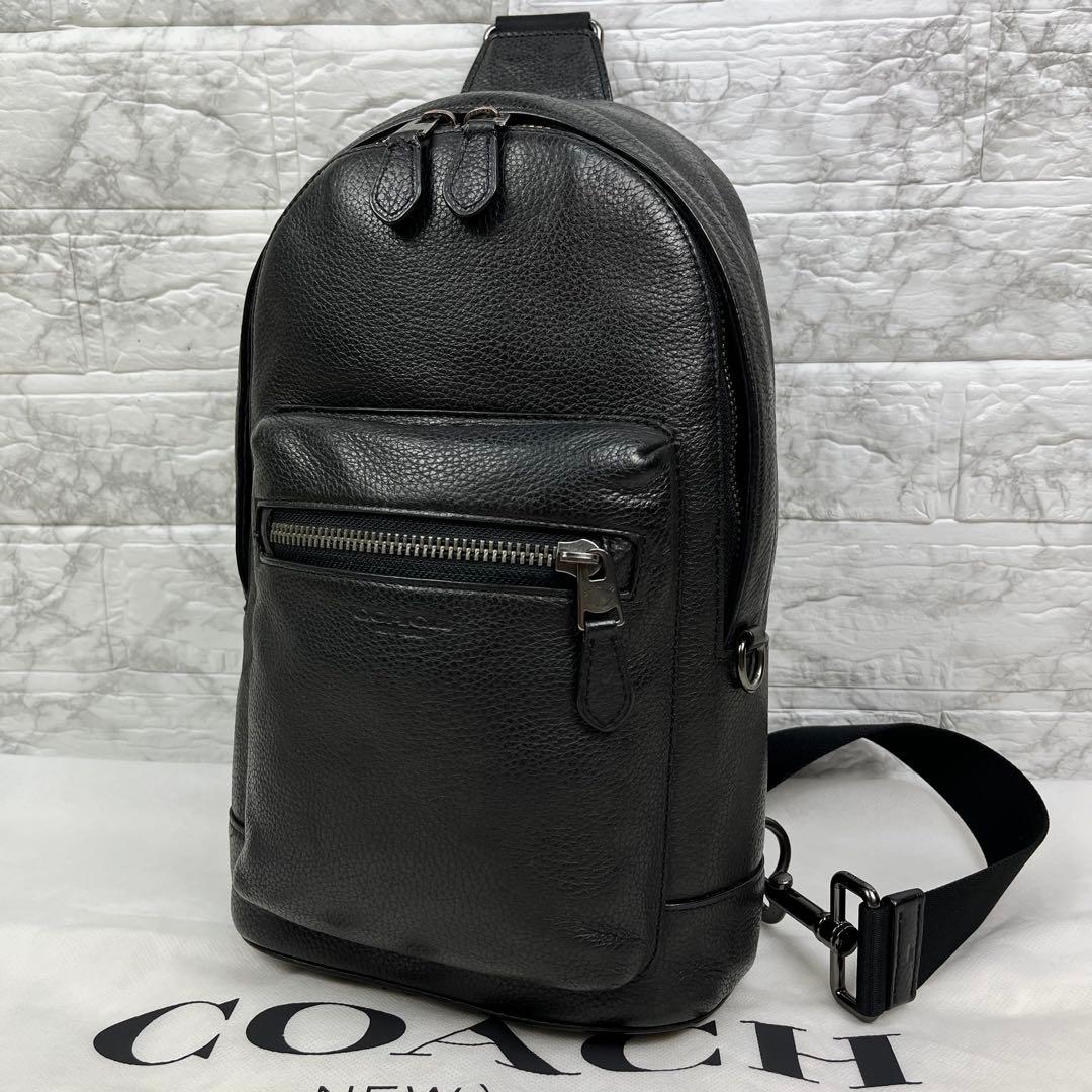 【美品】希少 コーチ ボディバッグ ショルダーバッグ 黒 レザー シボ革 極美品 COACH コーチ テレインクロス ボディバッグ F72963 レザー 黒