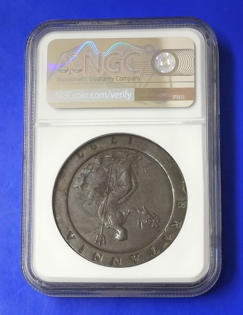 イギリス2ペンス銅貨（車輪銭）ジョージ3世/ブリタニアNGC 1797年