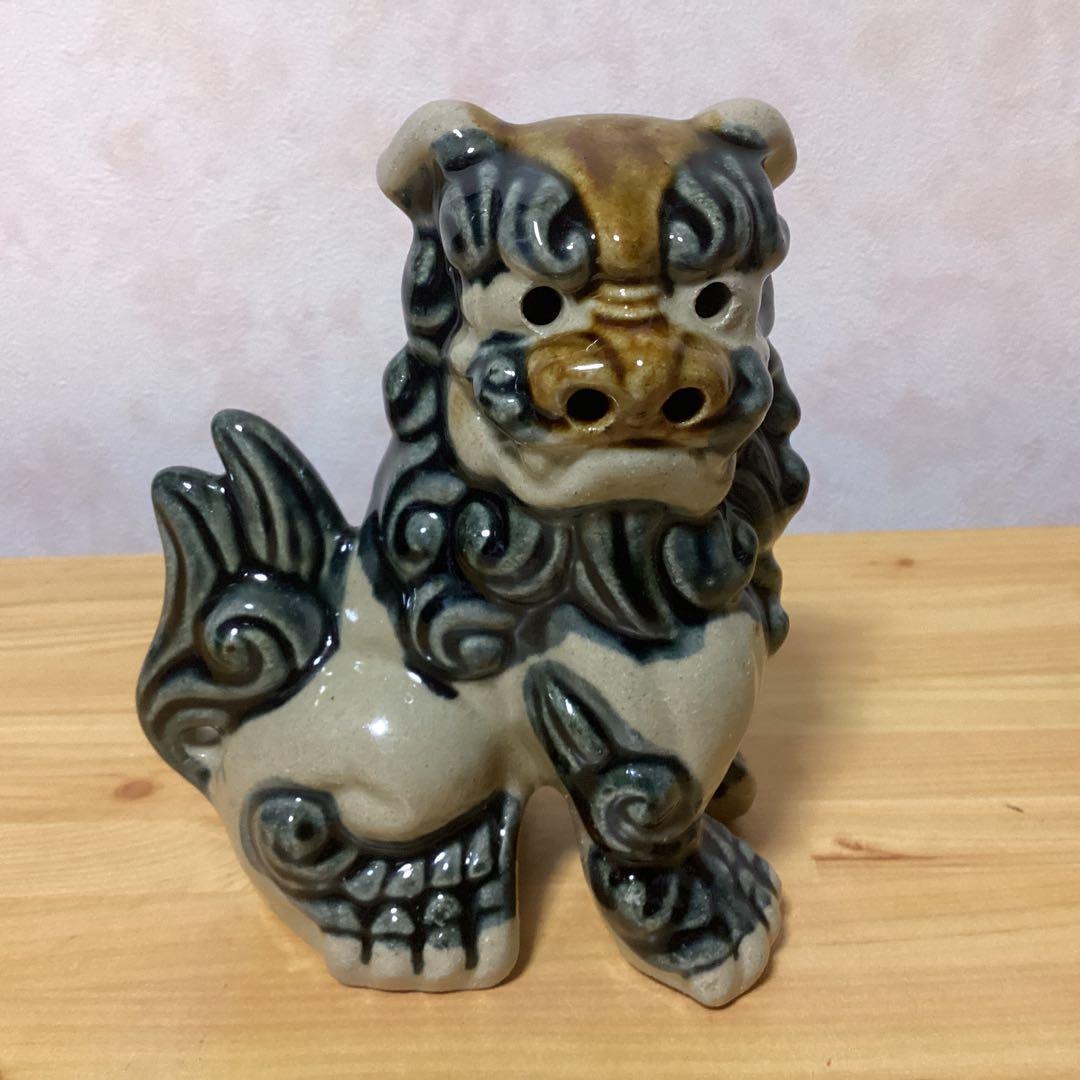 陶器製】シーサー 獅子像 対の置物 高さ約15cm＋足長シーサー対 - メルカリ