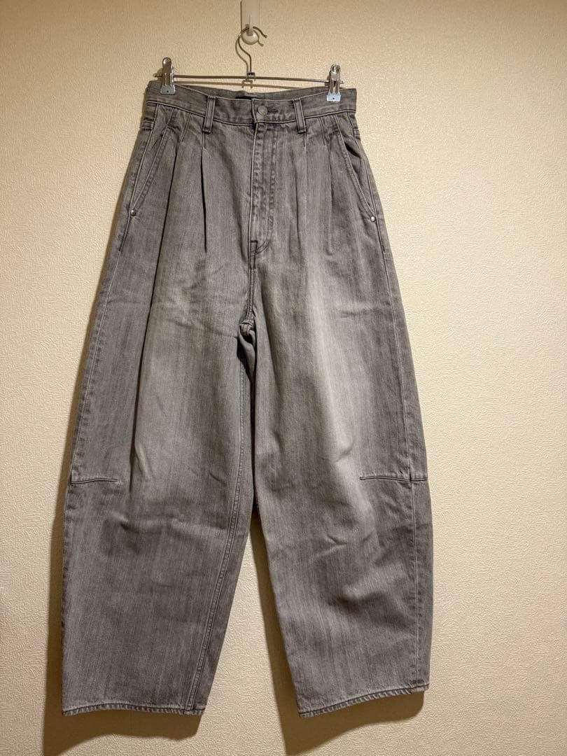 drawer グレー デニムワイドパンツ ハイウエスト FRAY I.D - ワイドストレートデニムパンツ (グレー) コットン / ハイ